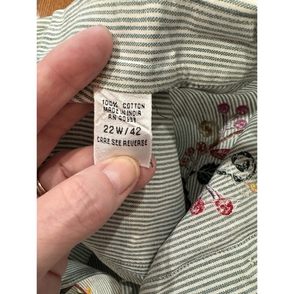 Vintage Victoria Jones Striped Fall Embroidered Button Down Blouse Top Size 22W - Picture 5 of 8